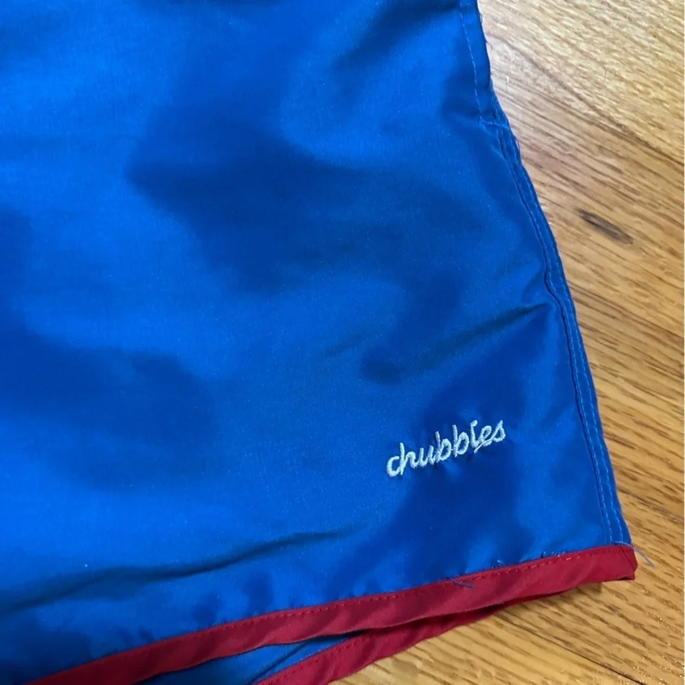 Chubbies Mens Swim Shorts Medium Blue Red No Lining Made in USA Patriotic (f6